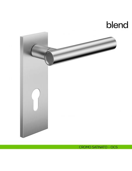 Maniglia per porta Blend dnd handles con placca yale cromo satinato