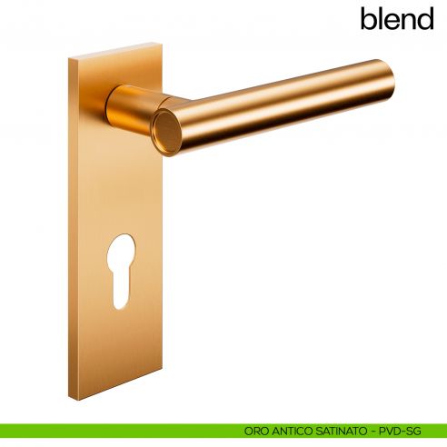 Maniglia per porta Blend dnd handles con placca yale oro antico satinato