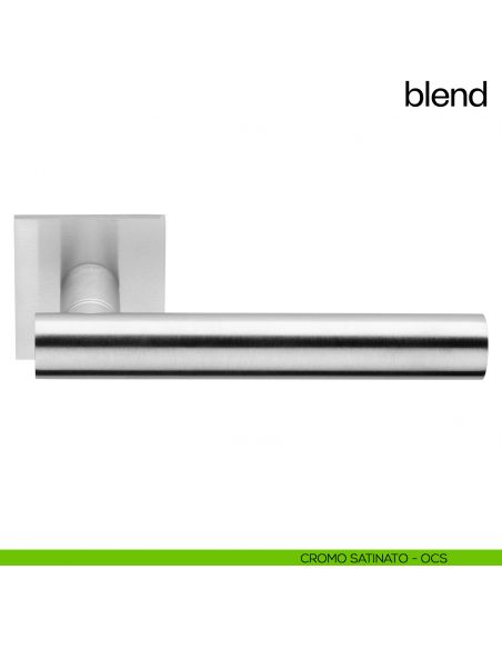 Maniglia per porta Blend dnd Handles con rosetta quadrata cromo satinato