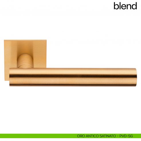 Maniglia per porta Blend dnd Handles con rosetta quadrata PVD oro antico satinato