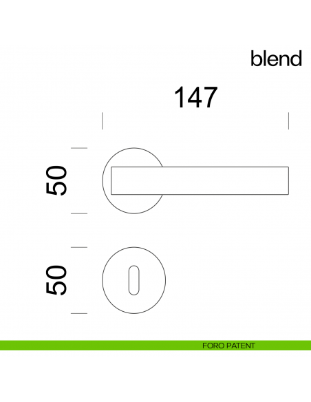 Maniglia per porta Blend dnd Handles con rosetta tonda foro patent