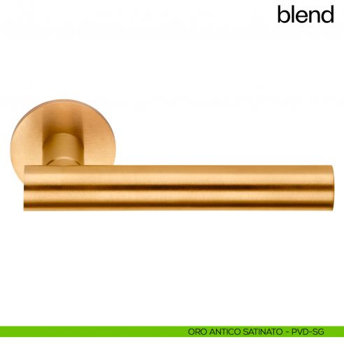 Maniglia per porta Blend dnd Handles con rosetta tonda PVD oro antico satinato