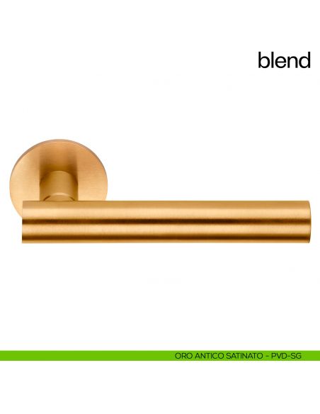 Maniglia per porta Blend dnd Handles con rosetta tonda PVD oro antico satinato