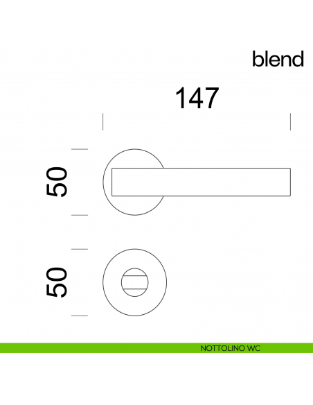 Maniglia per porta Blend dnd Handles con rosetta tonda nottolino wc