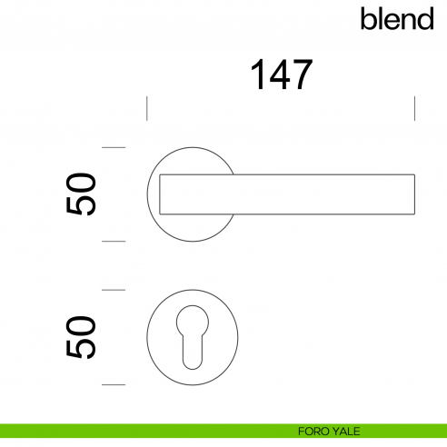 Maniglia per porta Blend dnd Handles con rosetta tonda foro yale