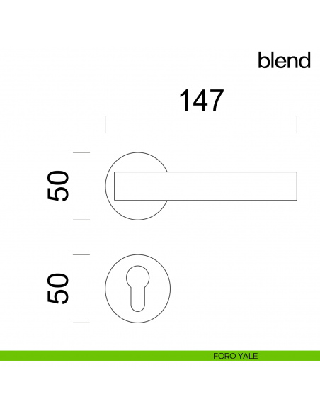 Maniglia per porta Blend dnd Handles con rosetta tonda foro yale
