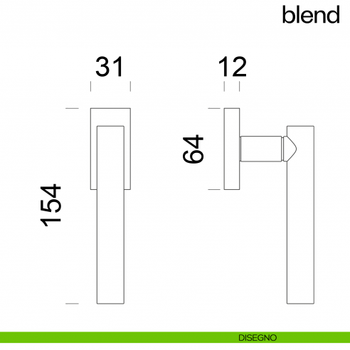 Maniglia per finestra martellina DK Blend dnd Handles disegno