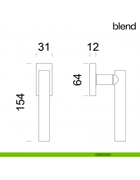Maniglia per finestra martellina DK Blend dnd Handles disegno
