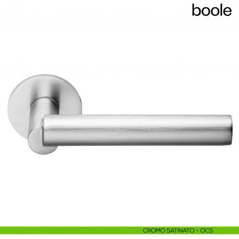 Maniglia per porta Boole dnd Handles  con rosetta fine cromo satinato