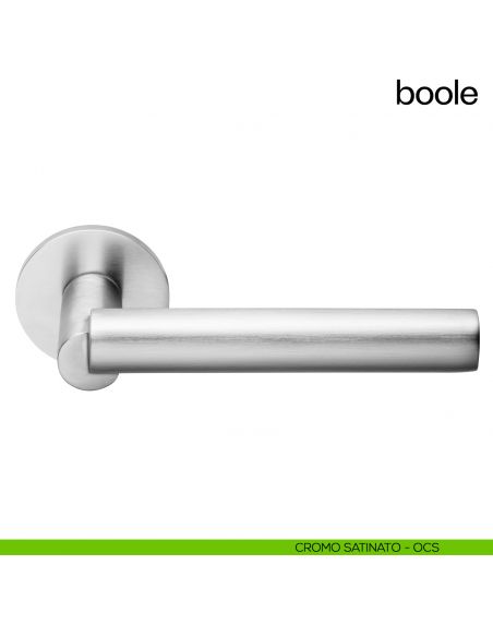 Maniglia per porta Boole dnd Handles  con rosetta fine cromo satinato