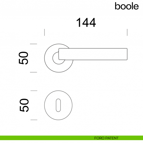 Maniglia per porta Boole dnd Handles con rosetta fine foro patent