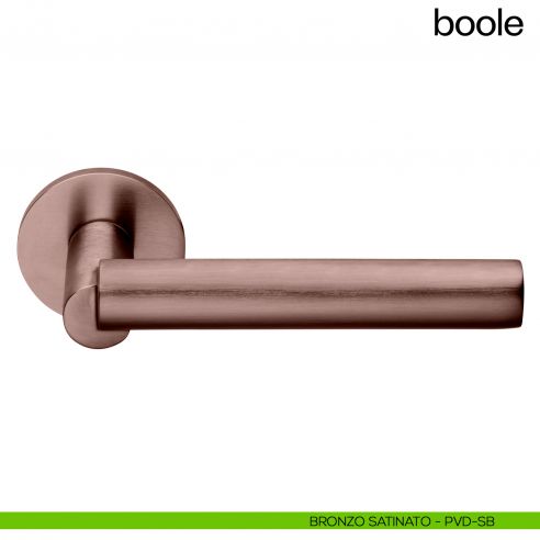 Maniglia per porta Boole dnd Handles con rosetta fine bronzo satinato