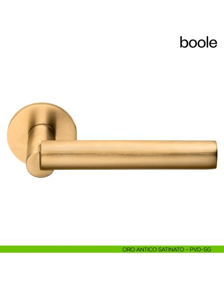 Maniglia per porta Boole dnd Handles  con rosetta fine oro antico satinato