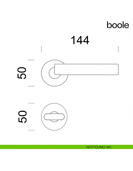 Maniglia per porta Boole dnd Handles con rosetta fine nottolino wc
