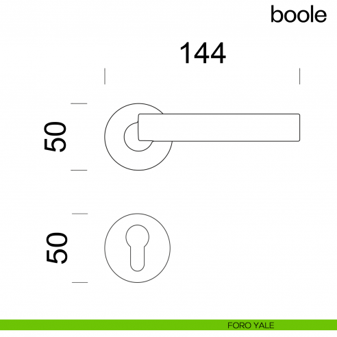 Maniglia per porta Boole dnd Handles con rosetta fine foro yale