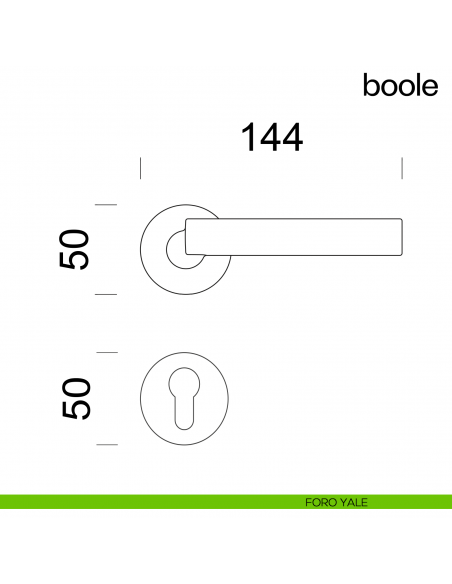 Maniglia per porta Boole dnd Handles con rosetta fine foro yale