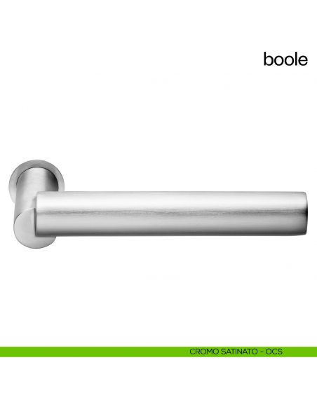Maniglia per porta Boole dnd handles con rosetta minimale Unico cromo satinato