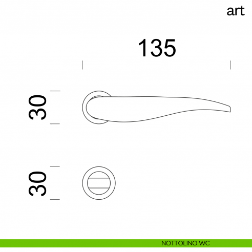 Maniglia per porta Art dnd Handles con rosetta minimale nottolino wc