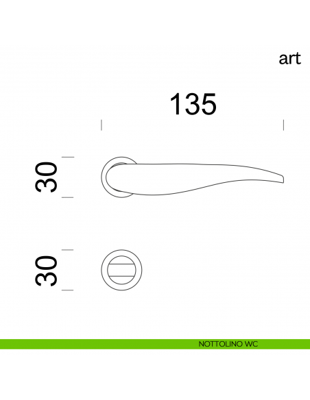 Maniglia per porta Art dnd Handles con rosetta minimale nottolino wc