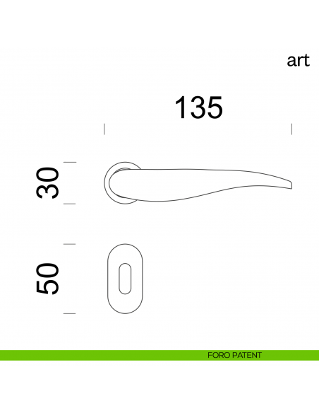 Maniglia per porta Art dnd Handles con rosetta minimale foro patent