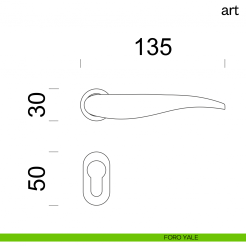 Maniglia per porta Art dnd Handles con rosetta minimale foro yale