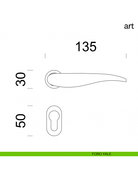 Maniglia per porta Art dnd Handles con rosetta minimale foro yale