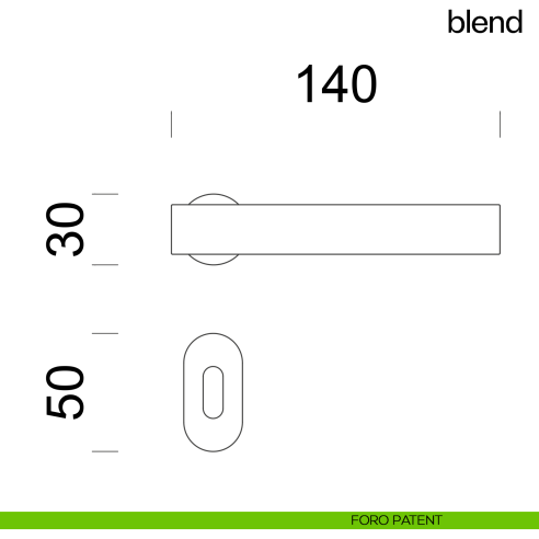 Maniglia per porta Blend dnd handles con rosetta minimale Unico foro patent