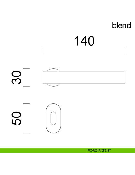 Maniglia per porta Blend dnd handles con rosetta minimale Unico foro patent
