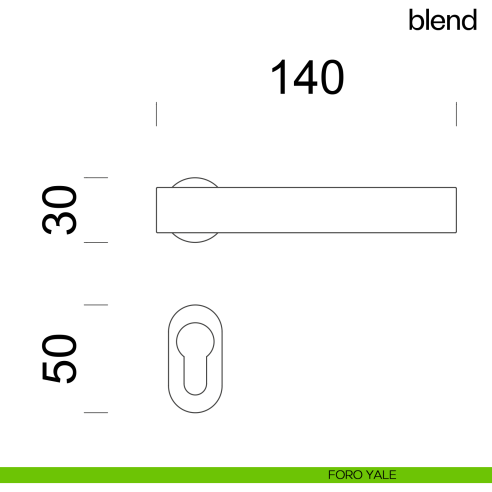 Maniglia per porta Blend dnd handles con rosetta minimale Unico foro yale