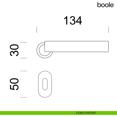 Maniglia per porta Boole dnd handles con rosetta minimale Unico foro patent