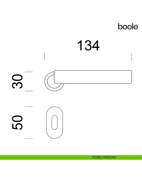 Maniglia per porta Boole dnd handles con rosetta minimale Unico foro patent
