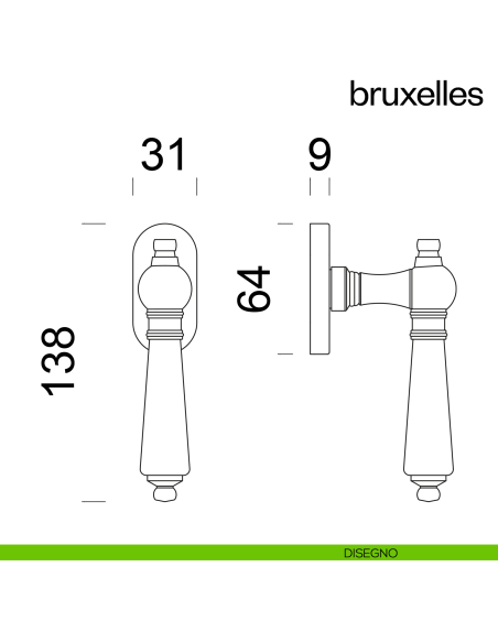 Maniglia per finestra martellina DK Bruxelles dnd by Martinelli disegno