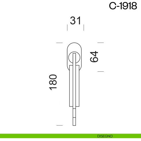 Maniglia per finestra martellina DK C-1918 dnd disegno