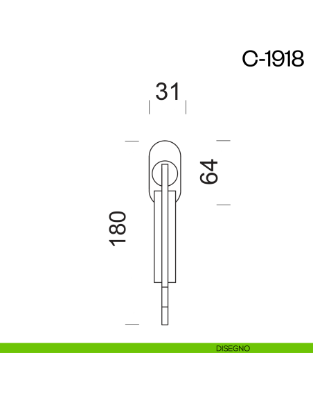 Maniglia per finestra martellina DK C-1918 dnd disegno