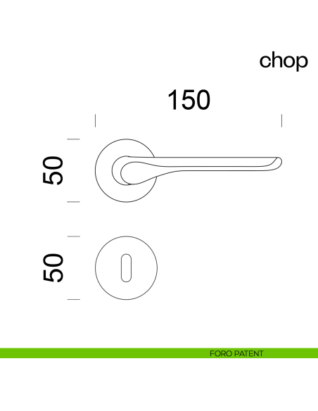 Maniglia per porta Chop dnd Handles foro patent