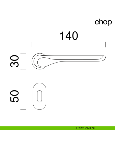 Maniglia per porta Chop dnd handles con rosetta minimale Unico foro patent