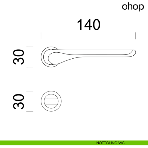 Maniglia per porta Chop dnd handles con rosetta minimale Unico foro nottolino wc