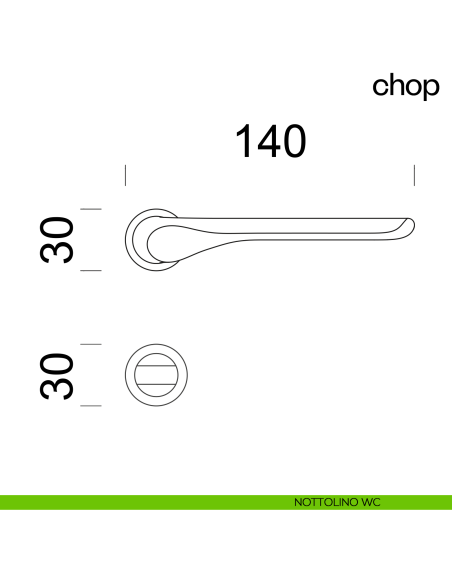 Maniglia per porta Chop dnd handles con rosetta minimale Unico foro nottolino wc