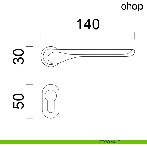 Maniglia per porta Chop dnd handles con rosetta minimale Unico foro yale