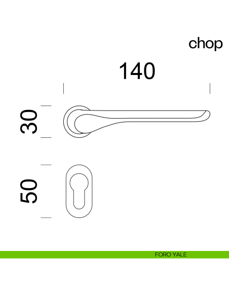 Maniglia per porta Chop dnd handles con rosetta minimale Unico foro yale