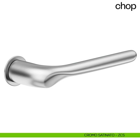 Maniglia per porta Chop dnd handles con rosetta minimale Unico cromo satinato