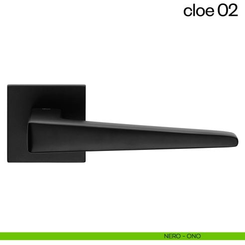 Maniglia per porta Cloe 02 dnd Handles con rosetta e bocchetta quadrata fine nero