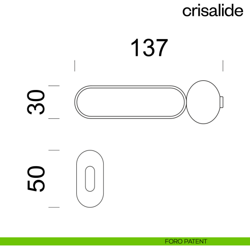 Maniglia per porta con porcellana Crisalide dnd handles con rosetta minimale Unico foro patent