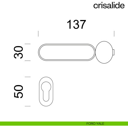 Maniglia per porta con porcellana Crisalide dnd handles con rosetta minimale Unico foro yale