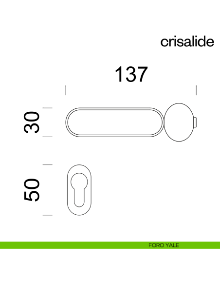 Maniglia per porta con porcellana Crisalide dnd handles con rosetta minimale Unico foro yale