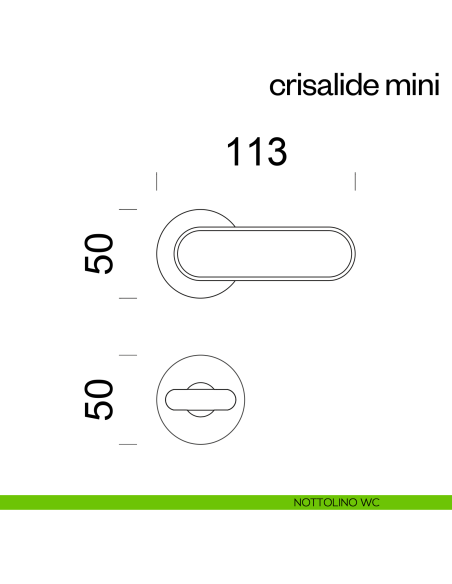 Maniglia per porta Crisalide Mini dnd handles con porcellana - nottolino wc