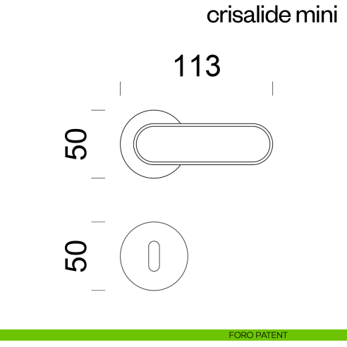 Maniglia per porta Crisalide Mini dnd handles con porcellana - foro patent