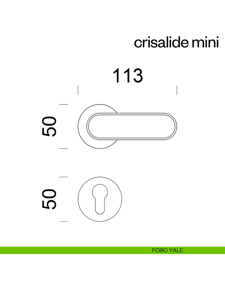 Maniglia per porta Crisalide Mini dnd handles con porcellana - foro yale