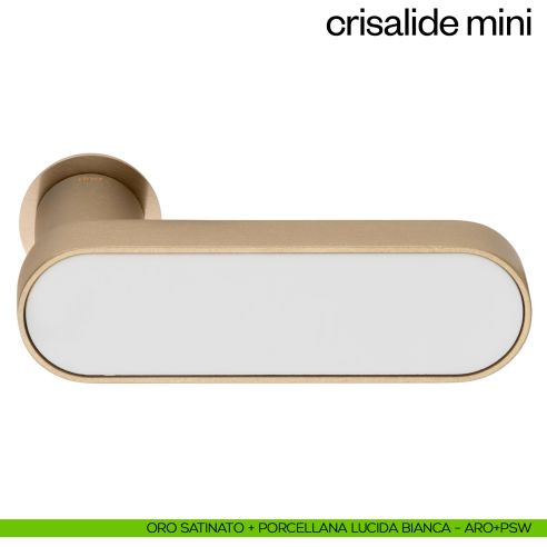 Maniglia per porta con porcellana Mini dnd handles con rosetta minimale Unico - oro satinato + porcellana lucida bianca