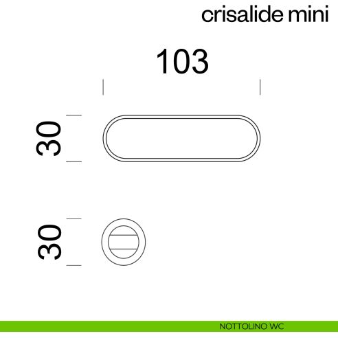 Maniglia per porta Crisalide con porcellana Mini dnd handles con rosetta minimale Unico - nottolino wc